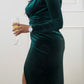 Emerald Green Velvet Midi Dress - Ikonik Idoll