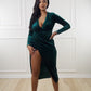Emerald Green Velvet Midi Dress - Ikonik Idoll